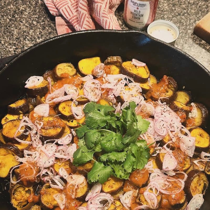 Roasted Chinese Eggplant with Mango Sambal