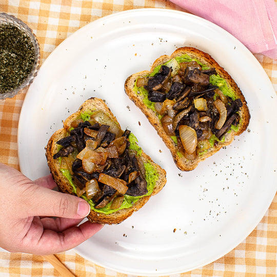 Avocado Toast with Sautéed Mushrooms and Caramelized Onion