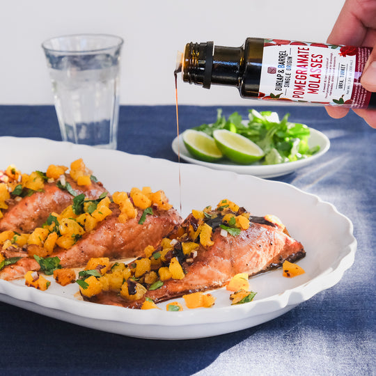 Pomegranate Molasses–Glazed Salmon with Spicy Orange Salsa