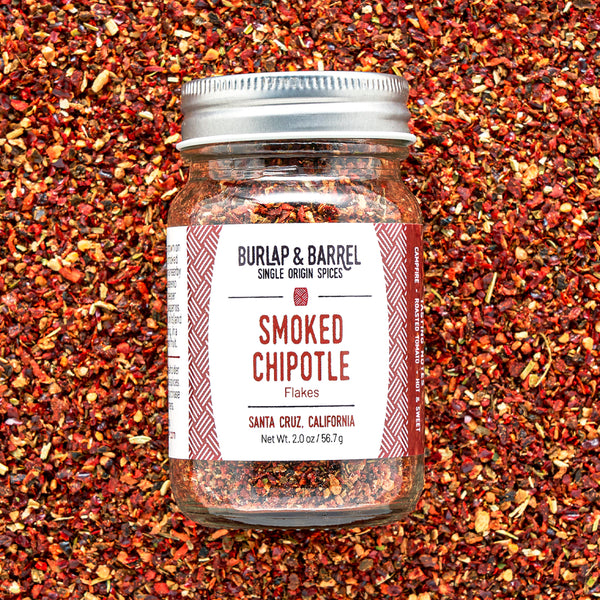 Smoked Chipotle Chili Flakes Burlap Barrel